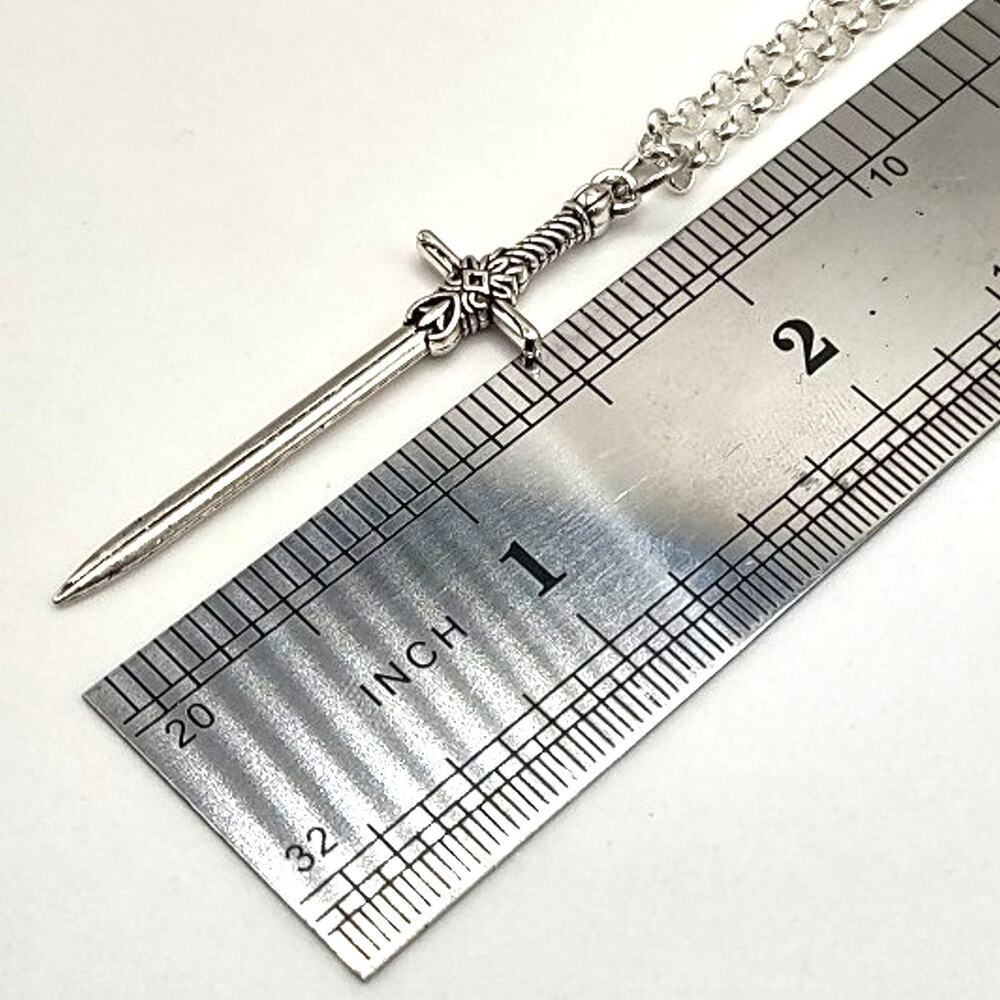 925 Sterling Silver Necklace w/ Silver Elven Sword Pendant Valentines Birthday